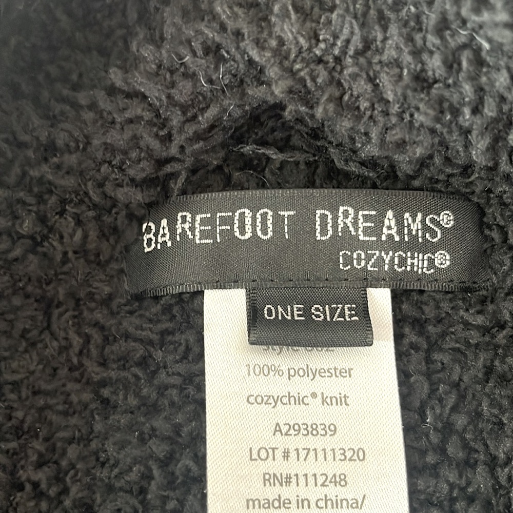 Barefoot Dreams Black and Charcoal Striped Cozy Wrap Sweater - Picture 3 of 8